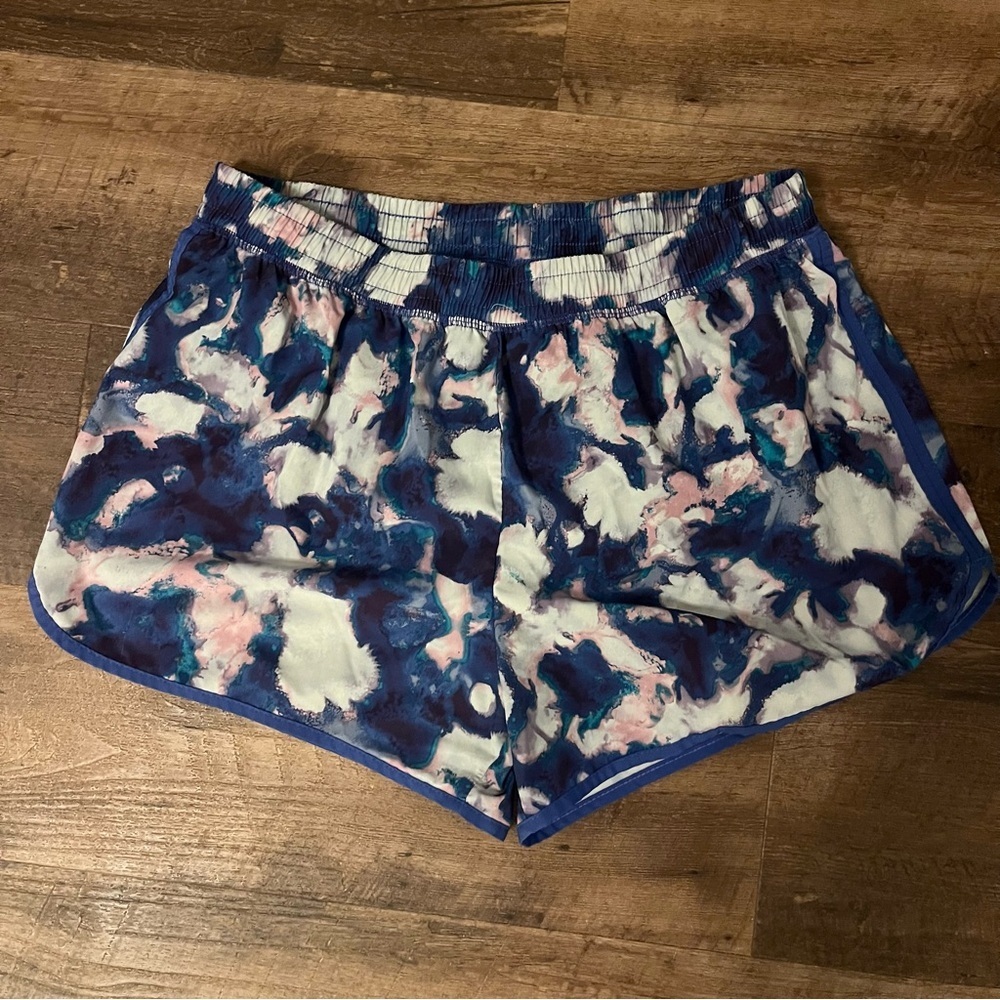 Women's Blue and Pink Tie-Dye Running Shorts